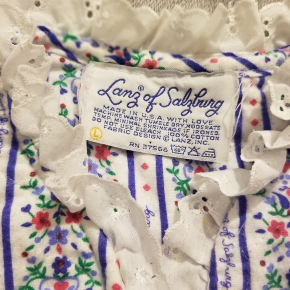 Lanz of Salzburg Tyrolean Flannel 3/4 zip sleeper L/S Nightgown - Picture 2 of 6